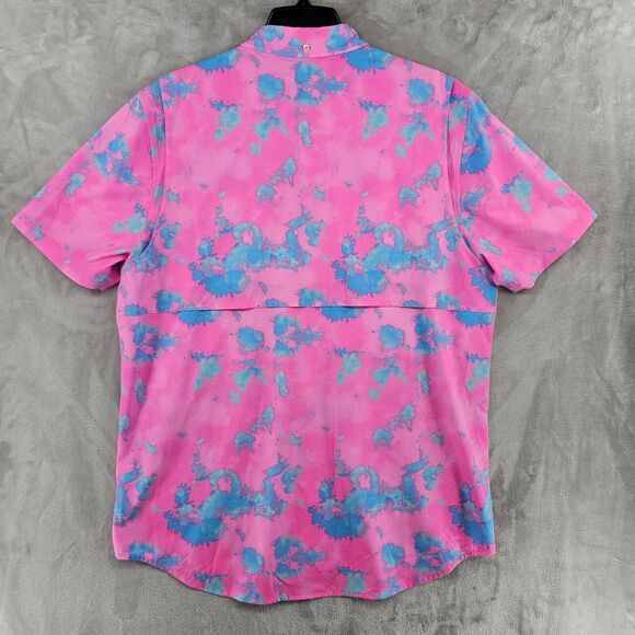 Chubbies Mens Large Friday BreezeTech Short Sleeve Performance Shirt Pink Tiedye - Picture 7 of 8
